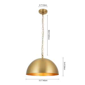 LightFixturesUSA - Luxe Oversized Brushed Brass Iron Large Dome Pendant Light - Pendant Light - 23.6 in. - 