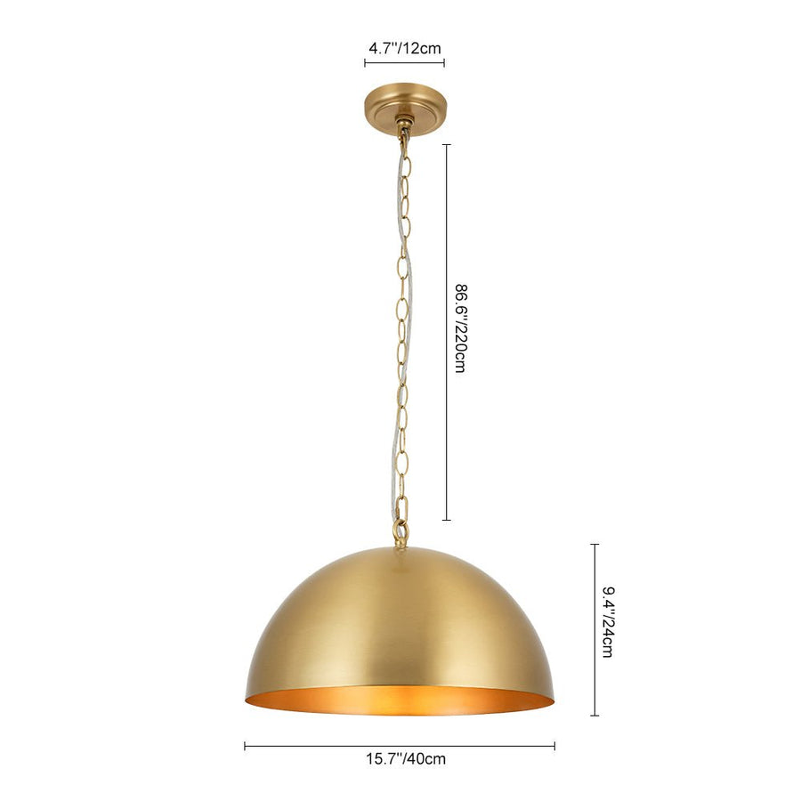 LightFixturesUSA - Luxe Oversized Brushed Brass Iron Large Dome Pendant Light - Pendant Light - 23.6 in. - 