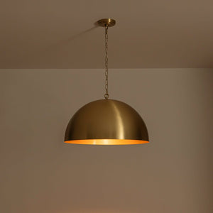 LightFixturesUSA - Luxe Oversized Brushed Brass Iron Large Dome Pendant Light - Pendant Light - 23.6 in. - 