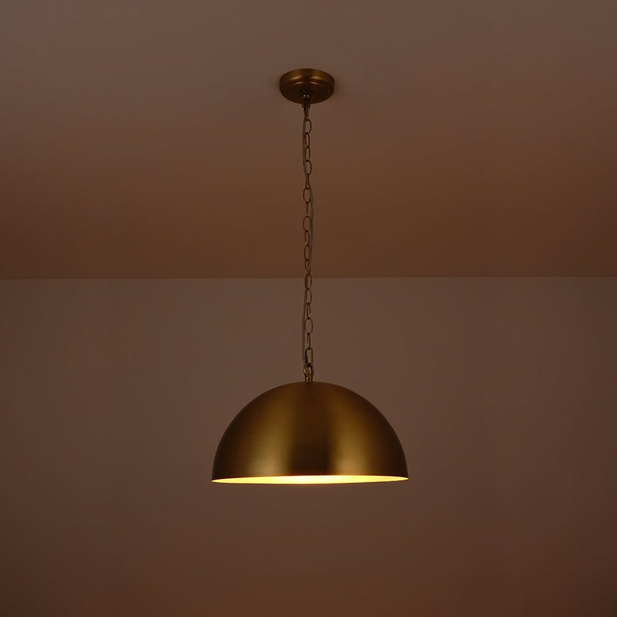 LightFixturesUSA - Luxe Oversized Brushed Brass Iron Large Dome Pendant Light - Pendant Light - 23.6 in. - 
