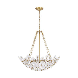 LightFixturesUSA - Luxe Sculpture Bloom Glass Floral Brass Basket Chandelier - Chandelier - Gold - 