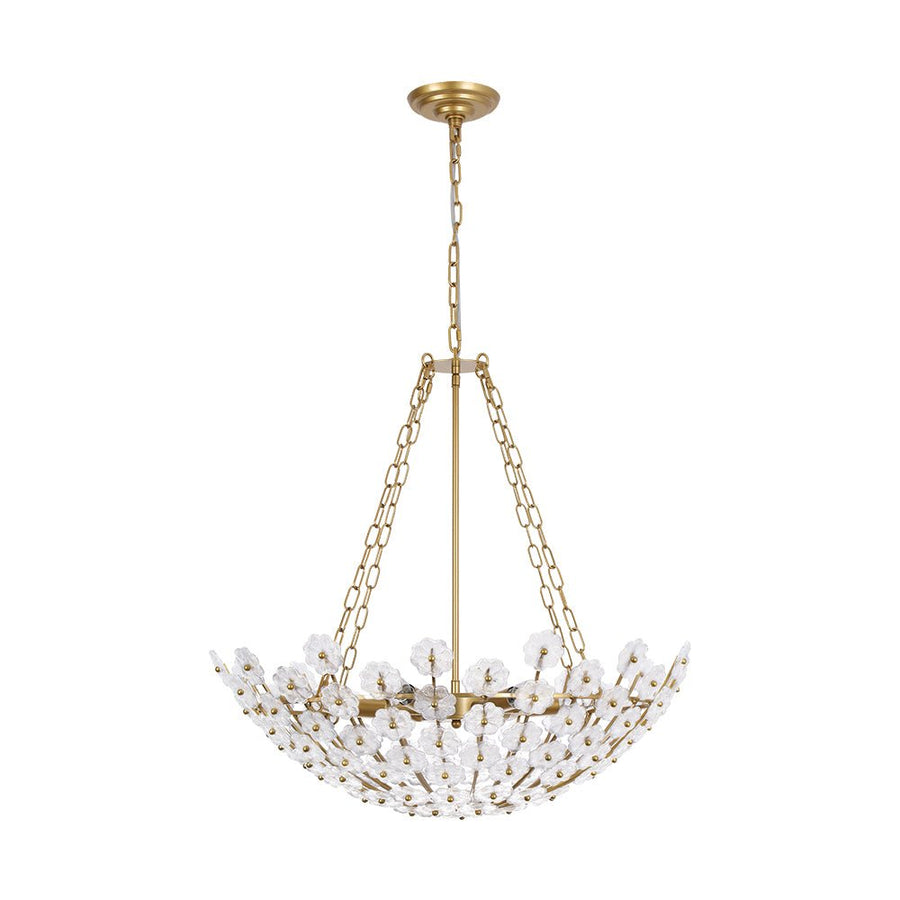 LightFixturesUSA - Luxe Sculpture Bloom Glass Floral Brass Basket Chandelier - Chandelier - Gold - 