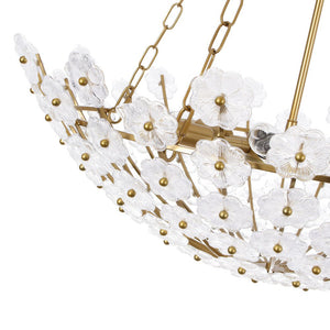 LightFixturesUSA - Luxe Sculpture Bloom Glass Floral Brass Basket Chandelier - Chandelier - Gold - 