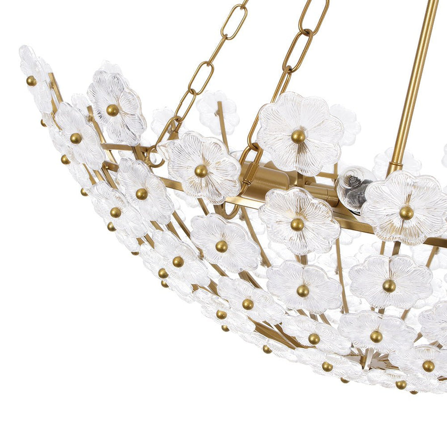 LightFixturesUSA - Luxe Sculpture Bloom Glass Floral Brass Basket Chandelier - Chandelier - Gold - 