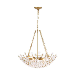 LightFixturesUSA - Luxe Sculpture Bloom Glass Floral Brass Basket Chandelier - Chandelier - Gold - 
