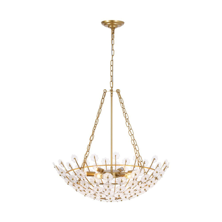 LightFixturesUSA - Luxe Sculpture Bloom Glass Floral Brass Basket Chandelier - Chandelier - Gold - 