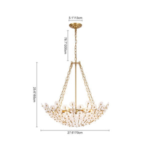 LightFixturesUSA - Luxe Sculpture Bloom Glass Floral Brass Basket Chandelier - Chandelier - Gold - 