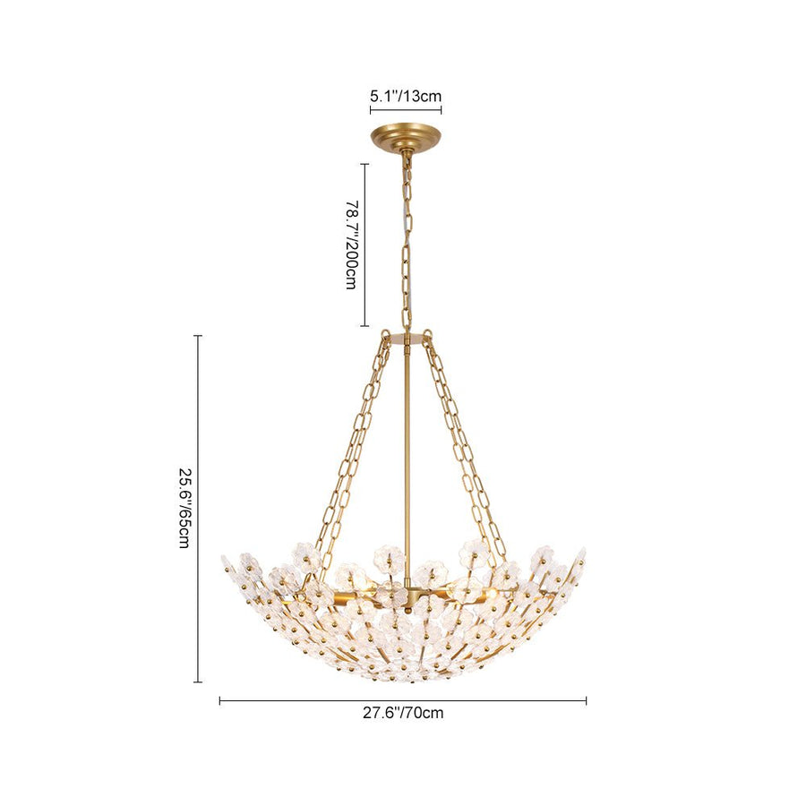 LightFixturesUSA - Luxe Sculpture Bloom Glass Floral Brass Basket Chandelier - Chandelier - Gold - 