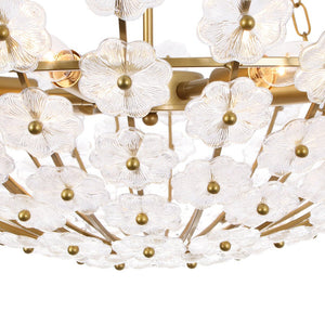 LightFixturesUSA - Luxe Sculpture Bloom Glass Floral Brass Basket Chandelier - Chandelier - Gold - 