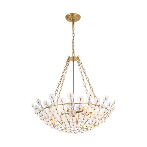 LightFixturesUSA - Luxe Sculpture Bloom Glass Floral Brass Basket Chandelier - Chandelier - Gold - 