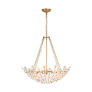 LightFixturesUSA - Luxe Sculpture Bloom Glass Floral Brass Basket Chandelier - Chandelier - Gold - 