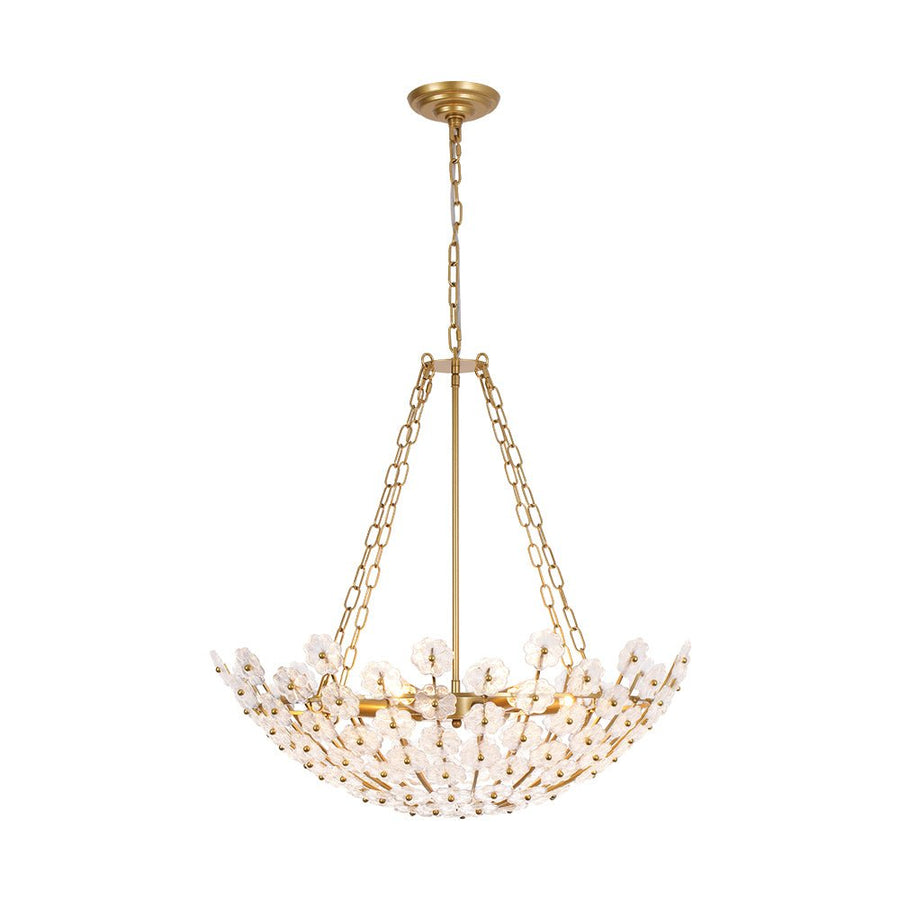 LightFixturesUSA - Luxe Sculpture Bloom Glass Floral Brass Basket Chandelier - Chandelier - Gold - 