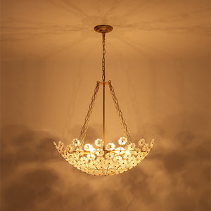 LightFixturesUSA - Luxe Sculpture Bloom Glass Floral Brass Basket Chandelier - Chandelier - Gold - 
