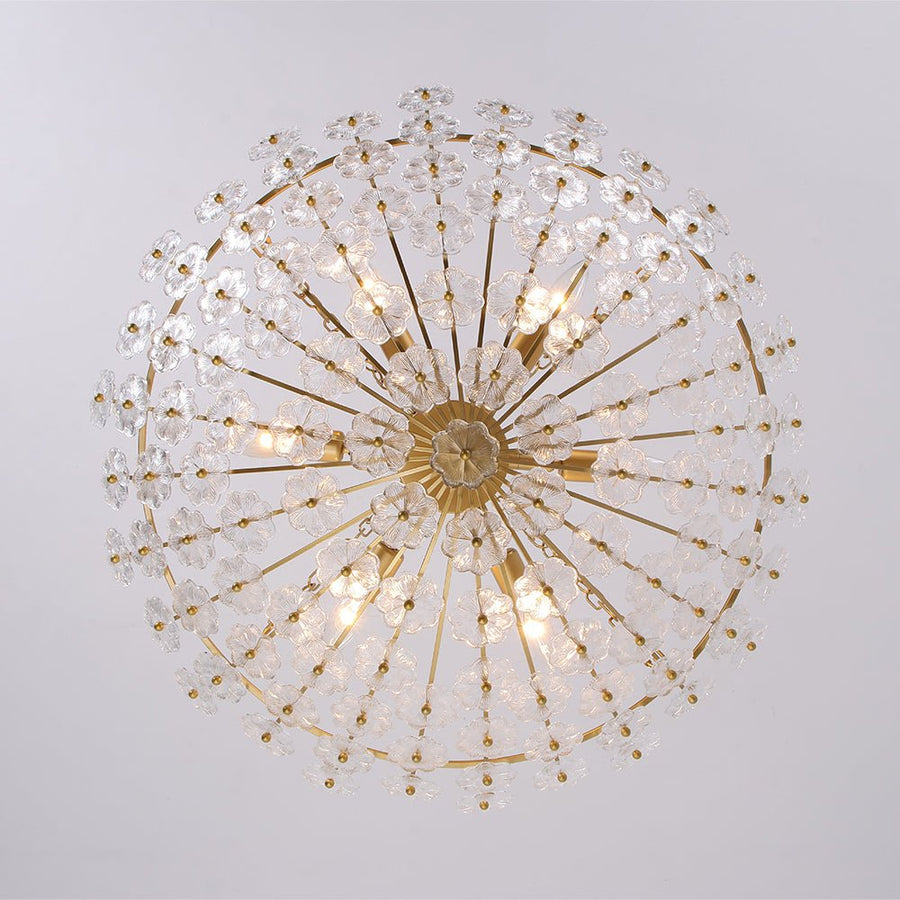 LightFixturesUSA - Luxe Sculpture Bloom Glass Floral Brass Basket Chandelier - Chandelier - Gold - 