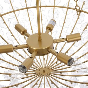 LightFixturesUSA - Luxe Sculpture Bloom Glass Floral Brass Basket Chandelier - Chandelier - Gold - 