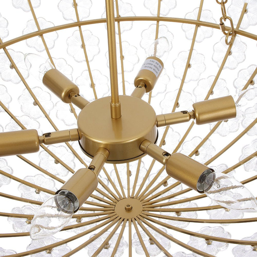 LightFixturesUSA - Luxe Sculpture Bloom Glass Floral Brass Basket Chandelier - Chandelier - Gold - 