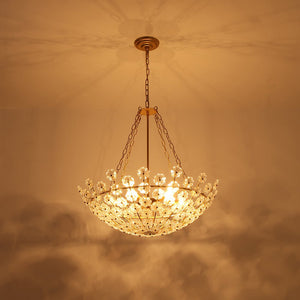 LightFixturesUSA - Luxe Sculpture Bloom Glass Floral Brass Basket Chandelier - Chandelier - Gold - 