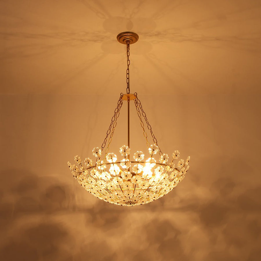 LightFixturesUSA - Luxe Sculpture Bloom Glass Floral Brass Basket Chandelier - Chandelier - Gold - 