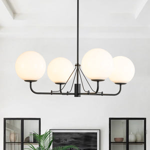 LightFixturesUSA - Luxury 4 - Light Shine Opal Glass Globe Sputnik Chandelier - Chandelier - Black - 