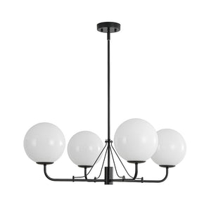 LightFixturesUSA - Luxury 4 - Light Shine Opal Glass Globe Sputnik Chandelier - Chandelier - Black - 