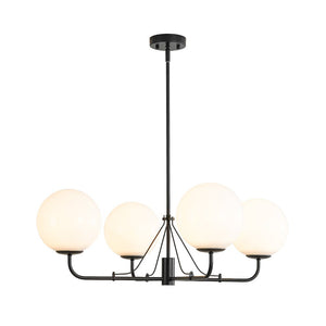 LightFixturesUSA - Luxury 4 - Light Shine Opal Glass Globe Sputnik Chandelier - Chandelier - Black - 