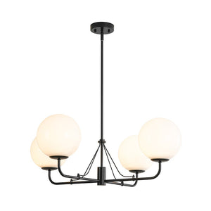 LightFixturesUSA - Luxury 4 - Light Shine Opal Glass Globe Sputnik Chandelier - Chandelier - Black - 