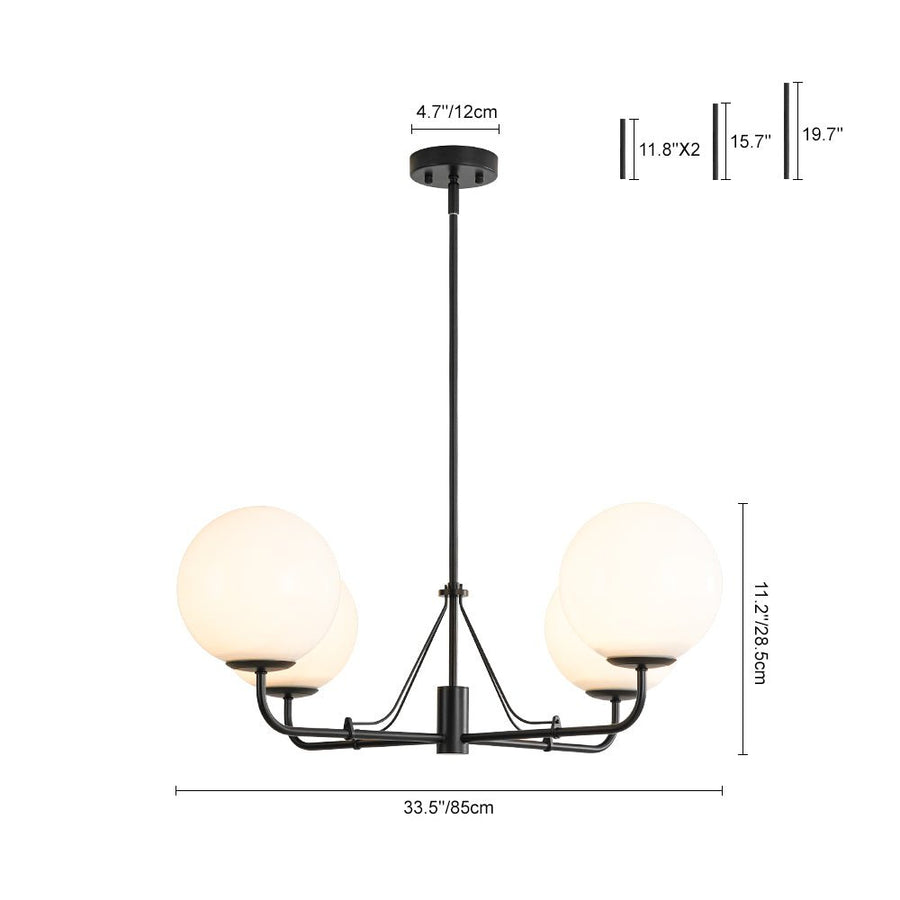 LightFixturesUSA - Luxury 4 - Light Shine Opal Glass Globe Sputnik Chandelier - Chandelier - Black - 