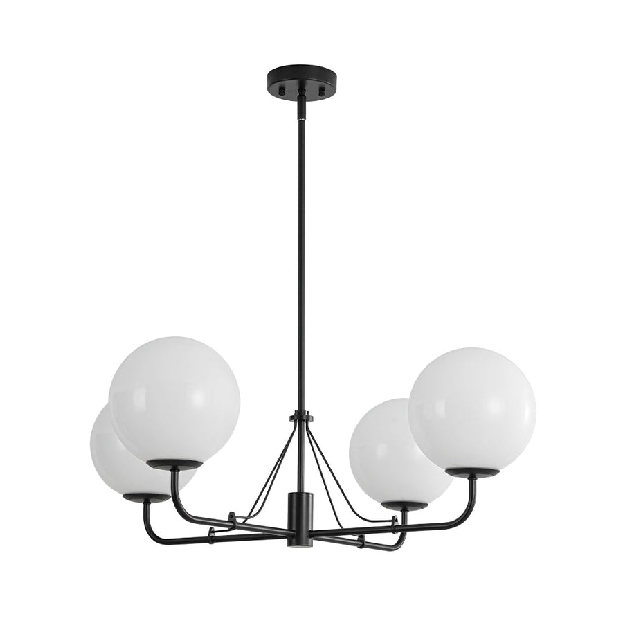 LightFixturesUSA - Luxury 4 - Light Shine Opal Glass Globe Sputnik Chandelier - Chandelier - Black - 