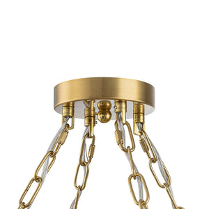 LightFixturesUSA-Luxury 4-Light Tiered Faceted Crystal Round Semi Flush Mount-Ceiling Light-Brass-