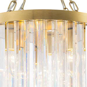 LightFixturesUSA-Luxury 4-Light Tiered Faceted Crystal Round Semi Flush Mount-Ceiling Light-Brass-
