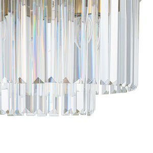 LightFixturesUSA-Luxury 4-Light Tiered Faceted Crystal Round Semi Flush Mount-Ceiling Light-Brass-