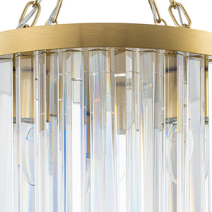 LightFixturesUSA-Luxury 4-Light Tiered Faceted Crystal Round Semi Flush Mount-Ceiling Light-Brass-