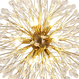 LightFixturesUSA - Luxury Bloom Dandelion Crystal Firework Chandelier - Chandelier - Brass - 