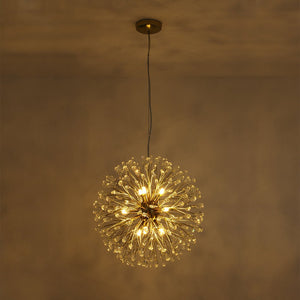 LightFixturesUSA - Luxury Bloom Dandelion Crystal Firework Chandelier - Chandelier - Brass - 