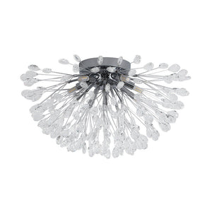 LightFixturesUSA - Luxury Bloom Dandelion Crystal Semi Flush Mount - Ceiling Light - Brass - 