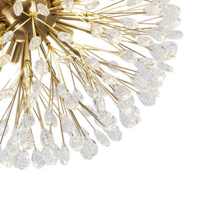 LightFixturesUSA - Luxury Bloom Dandelion Crystal Semi Flush Mount - Ceiling Light - Brass - 