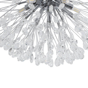 LightFixturesUSA - Luxury Bloom Dandelion Crystal Semi Flush Mount - Ceiling Light - Chrome - 