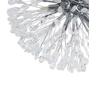 LightFixturesUSA - Luxury Bloom Dandelion Crystal Semi Flush Mount - Ceiling Light - Chrome - 