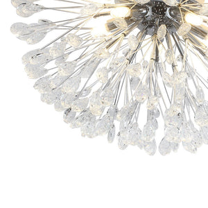 LightFixturesUSA - Luxury Bloom Dandelion Crystal Semi Flush Mount - Ceiling Light - Chrome - 