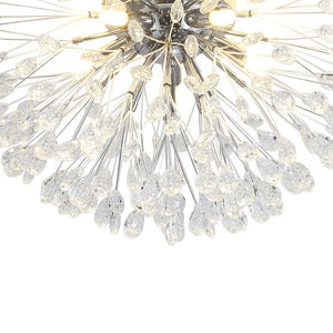 LightFixturesUSA - Luxury Bloom Dandelion Crystal Semi Flush Mount - Ceiling Light - Chrome - 
