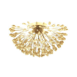 LightFixturesUSA - Luxury Bloom Dandelion Crystal Semi Flush Mount - Ceiling Light - Chrome - 