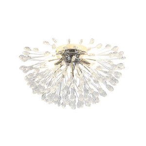 LightFixturesUSA - Luxury Bloom Dandelion Crystal Semi Flush Mount - Ceiling Light - Chrome - 