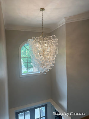 LightFixturesUSA - Luxury Cascade Cluster Ribbed Glass Bubble Entry Chandelier - Chandelier - Brass - 