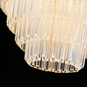 LightFixturesUSA - Luxury Cluster Glass Textured Tube Round Tiered Chandelier - Chandelier - Brass - 