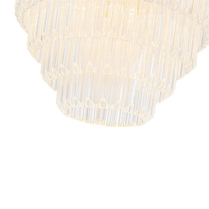 LightFixturesUSA - Luxury Cluster Glass Textured Tube Round Tiered Chandelier - Chandelier - Brass - 