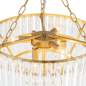 LightFixturesUSA - Luxury Cluster Glass Textured Tube Round Tiered Chandelier - Chandelier - Brass - 