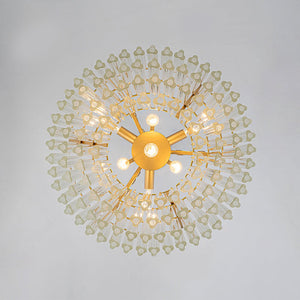 LightFixturesUSA - Luxury Cluster Glass Textured Tube Round Tiered Chandelier - Chandelier - Brass - 