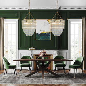 LightFixturesUSA - Luxury Cluster Glass Textured Tube Round Tiered Chandelier - Chandelier - Brass - 