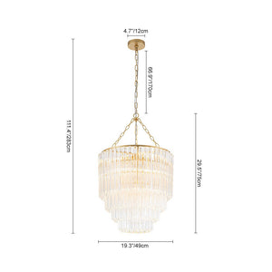 LightFixturesUSA - Luxury Cluster Glass Textured Tube Round Tiered Chandelier - Chandelier - Brass - 