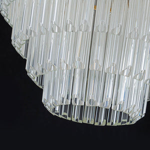 LightFixturesUSA - Luxury Cluster Glass Textured Tube Round Tiered Chandelier - Chandelier - Brass - 